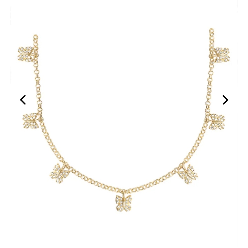 Farrah Pavé gold vermeil-plated Sterling Silver choker with Butterfly,  New